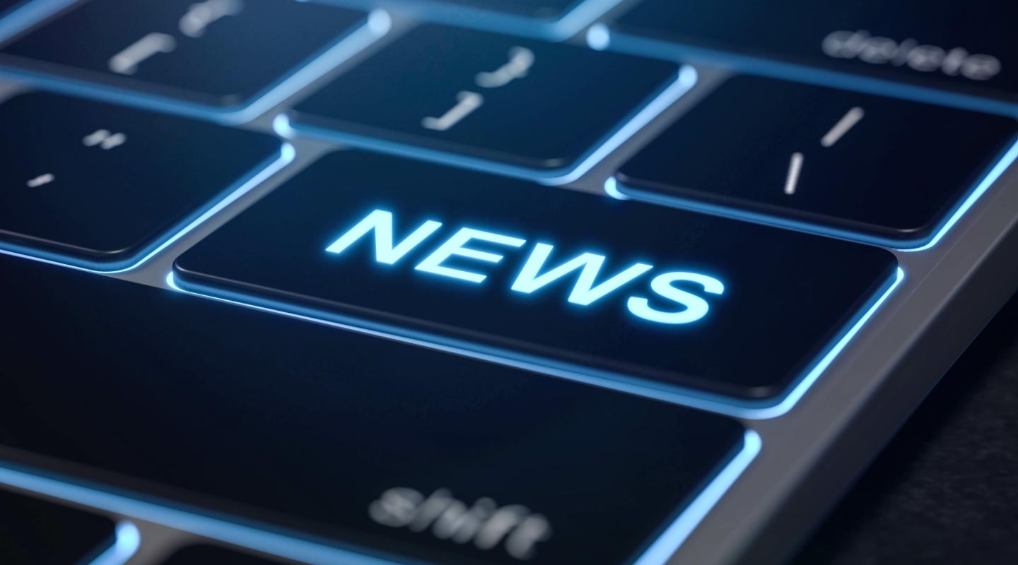 news text on a keyboard