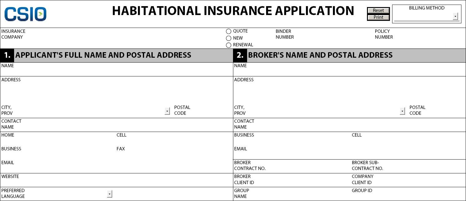 Habitational Insurance Application Centre for Study of Insurance