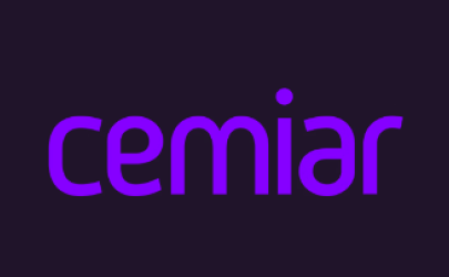 cemiar written in purple with a black background