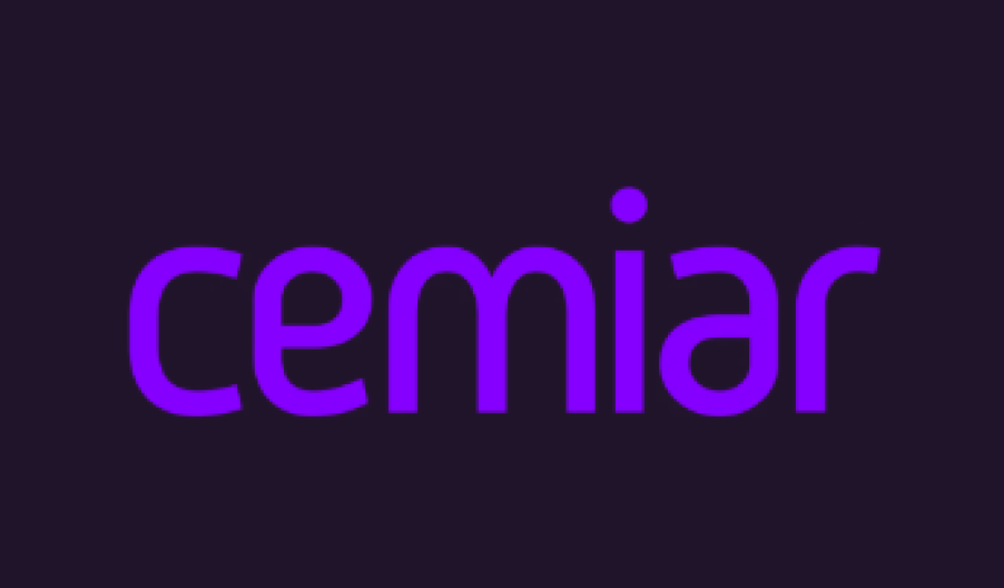 cemiar written in purple with a black background